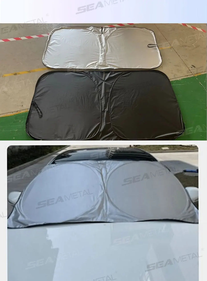 Protetor Solar Para-Brisa Refletivo SEAMETAL Dobrável - Bloqueio de Raios UV Janela Frontal para Veículos Carros