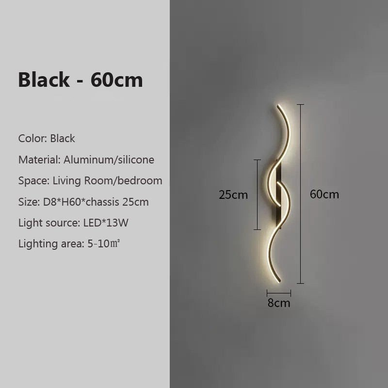 Luminária de Parede Wave LED - Moderna, Minimalista, para Quarto, Sala de Estar, Iluminação Interna