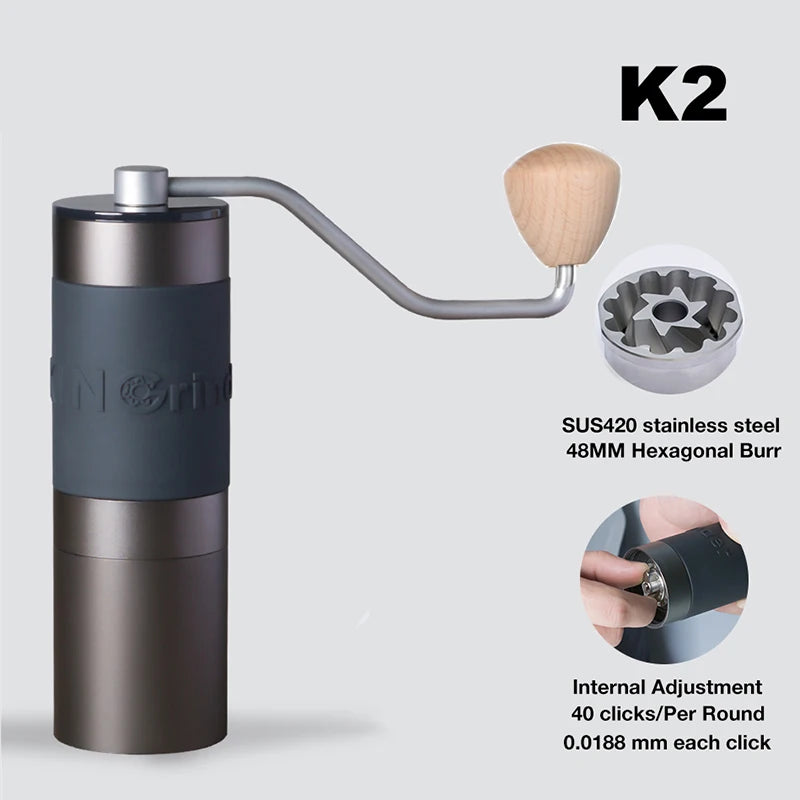 Moedor de Café Manual Ajustável KINGrinder K1/K2 - Moedor Portátil de Aço Inox 420 e Burr de 38mm/48mm