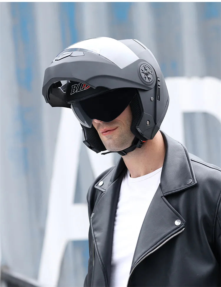 Capacete Moto Completo Visor Lentes Duplas Modular - Capacete BLD PRO para Motoqueiros Motocross TrackDay