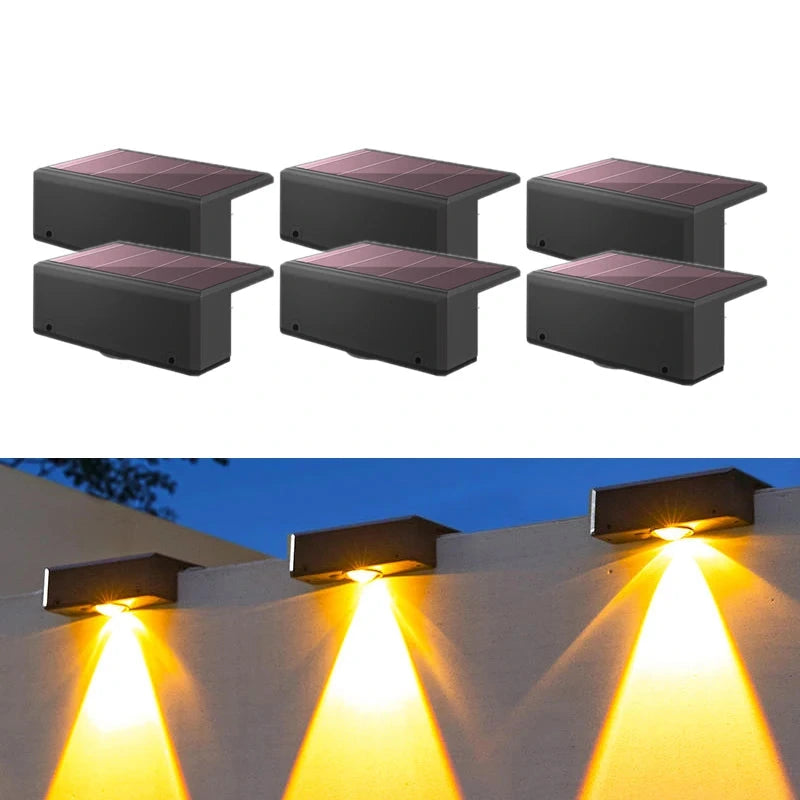 Luminária Parede Área Externa LED Solar LumiFOCUS – à Prova d'Água Iluminação Decorativa para Jardim Varanda Muro Garagem