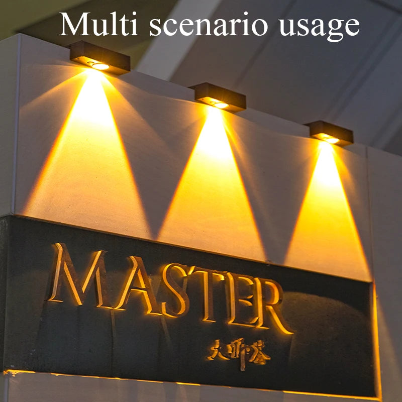 Luminária Parede Área Externa LED Solar LumiFOCUS – à Prova d'Água Iluminação Decorativa para Jardim Varanda Muro Garagem
