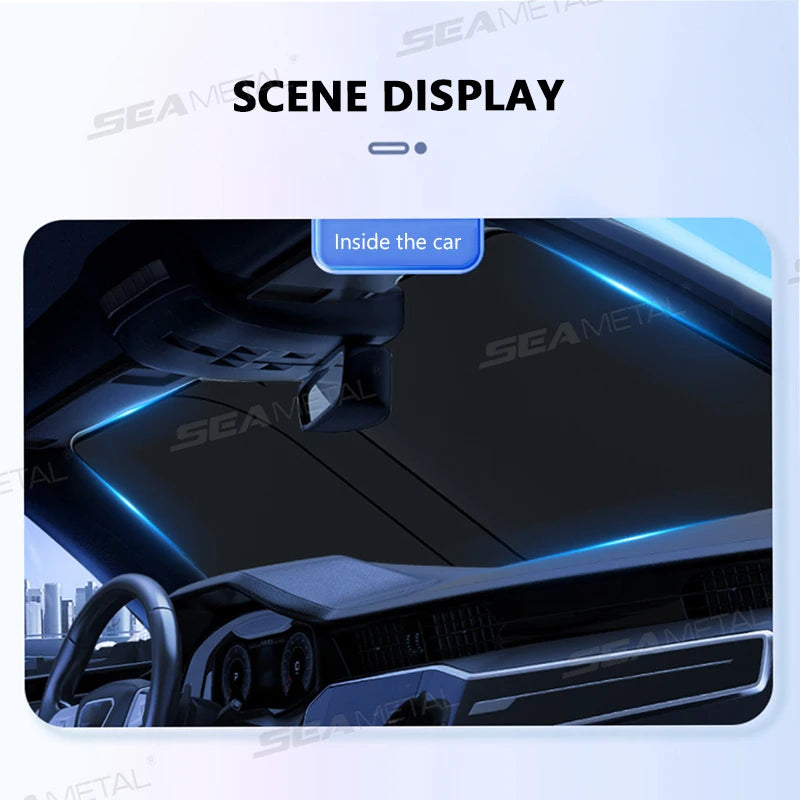 Protetor Solar Para-Brisa Refletivo SEAMETAL Dobrável - Bloqueio de Raios UV Janela Frontal para Veículos Carros