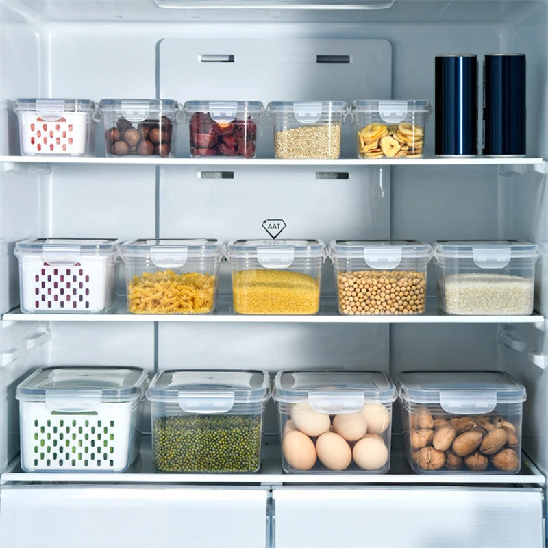 Pote Organizador com Cesto para Geladeira - Mantém Alimentos Mais Frescos Frutas e Legumes