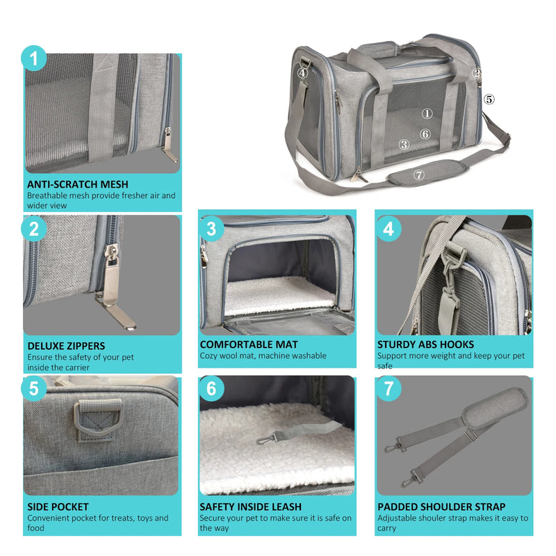 Bolsa de Transporte para Cães Gatos Pets - Aprovada para Viagens de Avião Confortável e Prática