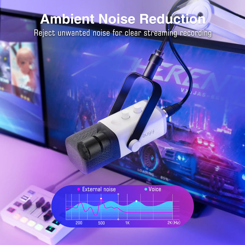 Microfone Profissional Fifine Ampligame AM8 com LED RGB - Dinâmico USB/XLR e Entrada para Fone Headset