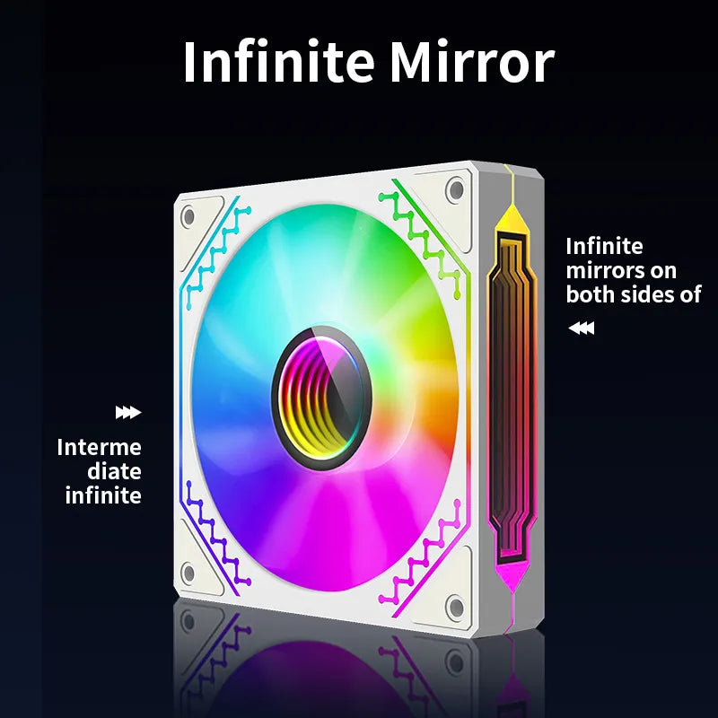 Cooler Fan Ultra Silencioso com LED Efeito Espelho Infinito aRGB - Teucer Infinite Mirror 4a Geração 120mm