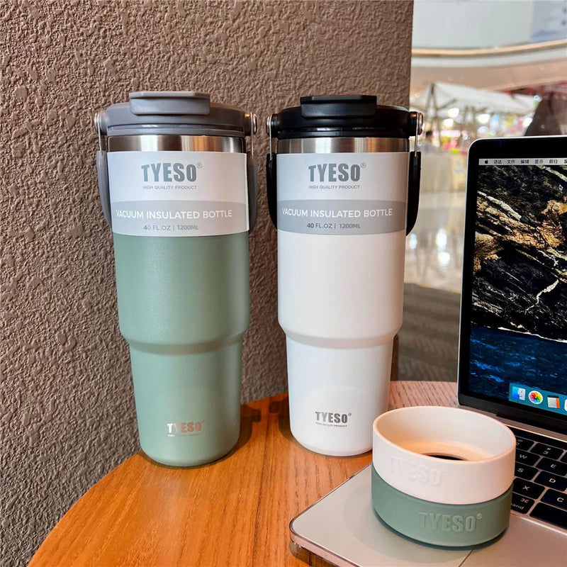 Copo Garrafa Térmica Tumbler Tyeso 1200ml com Alça - de Aço Inox com Isolamento Térmico a Vácuo