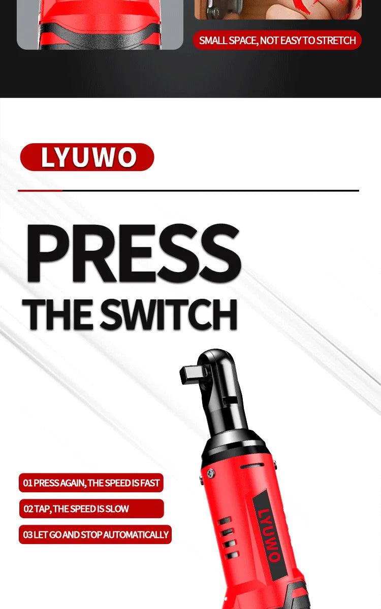 Chave Elétrica Angulada para Remoção de Porca Parafuso Recarregável 3/8 – Ferramenta de Manutenção Automotiva