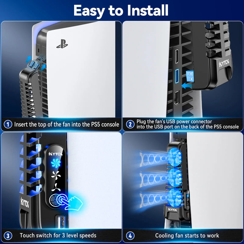 Cooler de Resfriamento Frontal para Console PS5 - Atualizado Silencioso com LED e Entrada USB