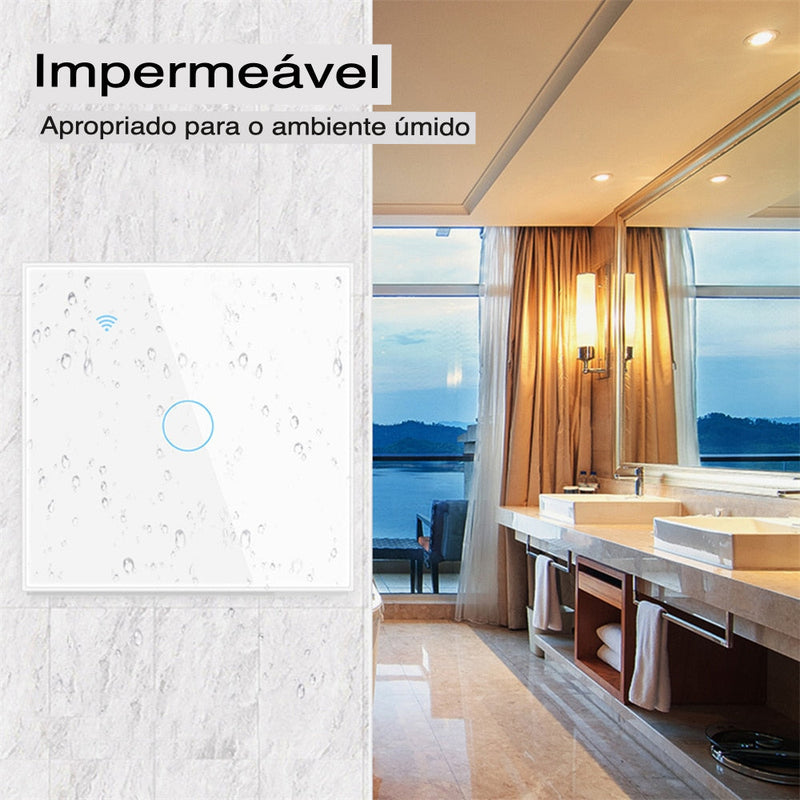 KIT 2x Interruptores WiFi Smart - Painel de Vidro Quadrado - com Neutro - Suporte Tuya, Alexa