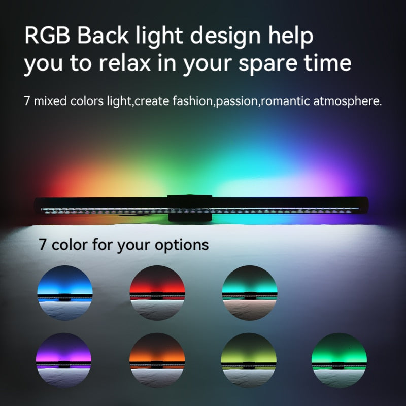 Luminária Barra LED RGB para Monitor de PC e Notebook - Luz de Leitura com Regulagem para Monitor