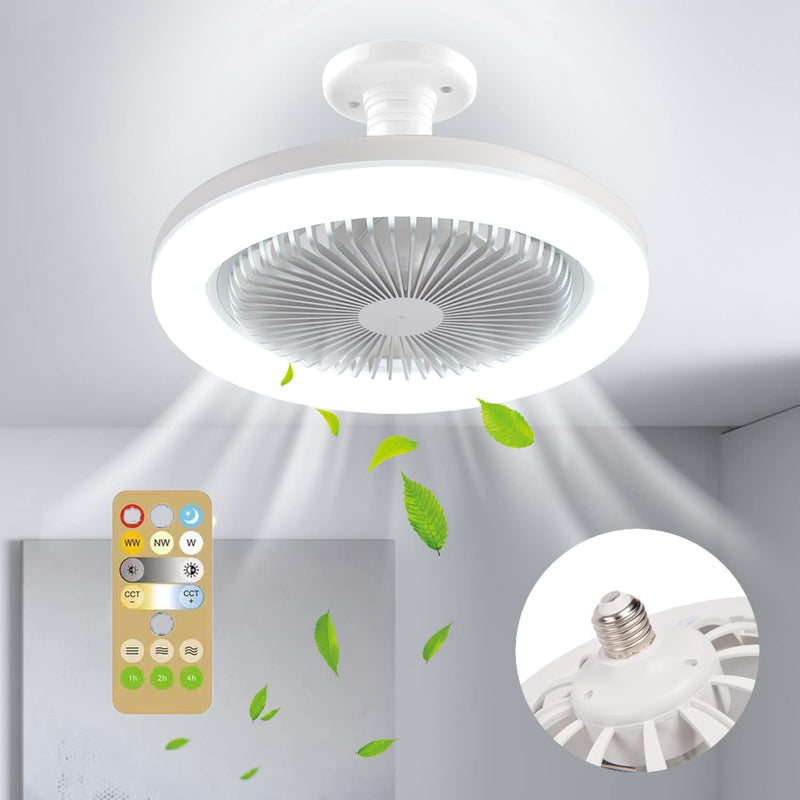 Ventilador de Teto com Luminária LED 30W - Silencioso com Controle Remoto e Ajuste de Brilho - para Quarto, Sala e Casa