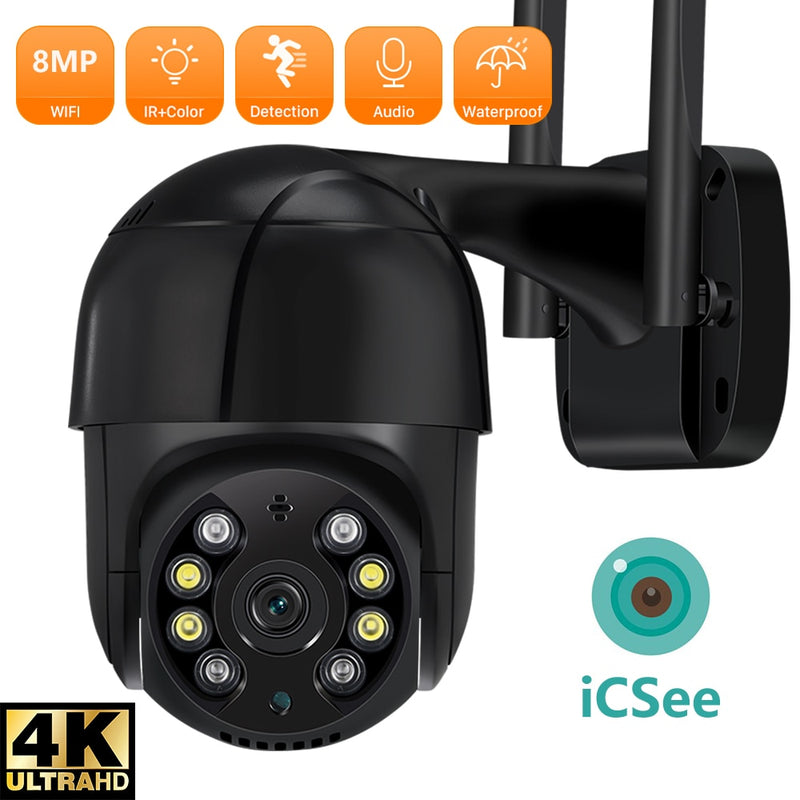 Câmera Vigilante Inteligente iCsee 4K WiFi - para Área Externa - Super Zoom, Rastreio Automático, Visão Noturna