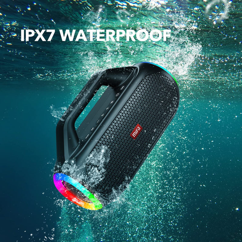 Caixa de Som Bluetooth Mifa Wildbox Potente 60W - com LED RGB - Grave Forte tecnologia BassUp - À prova d'água IPX7